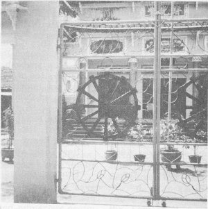 Buddhist Wheel of Life on gate of Cao Dai   Temple in Danang.