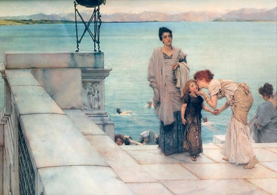 A Kiss, by Lawrence Alma-Tadema [1891] (Public Domain Image)