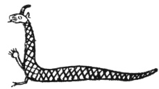 FIG. 2.THE EARLIEST BABYLONIAN CONCEPTION OF THE DRAGON TIAMAT (from a Cylinder-seal in the British Museum, after L. W. King).