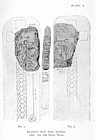 PLATE X.<br> FIG. 1. FIG. 2.<br> FRAGMENT FROM KIRK ANDREAS.<br> ODIN AND THE FENRI WOLF.