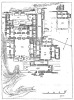 FIG. 63.—Layard's plan of the Palace of Sennacherib discovered in the mound of Kouyunjik. The temple axis, XXXVI., XXXIV., XXIX., XIX. (XXII. is on a lower level), faces the rising of the May sun.