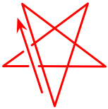 (point down pentagram, first stroke bottom to top left)