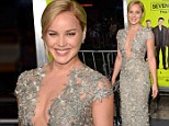 Taking the plunge! Abbie Cornish daringly displays her curves in a VERY low-cut lace gown at Seven Psychopaths premiere 